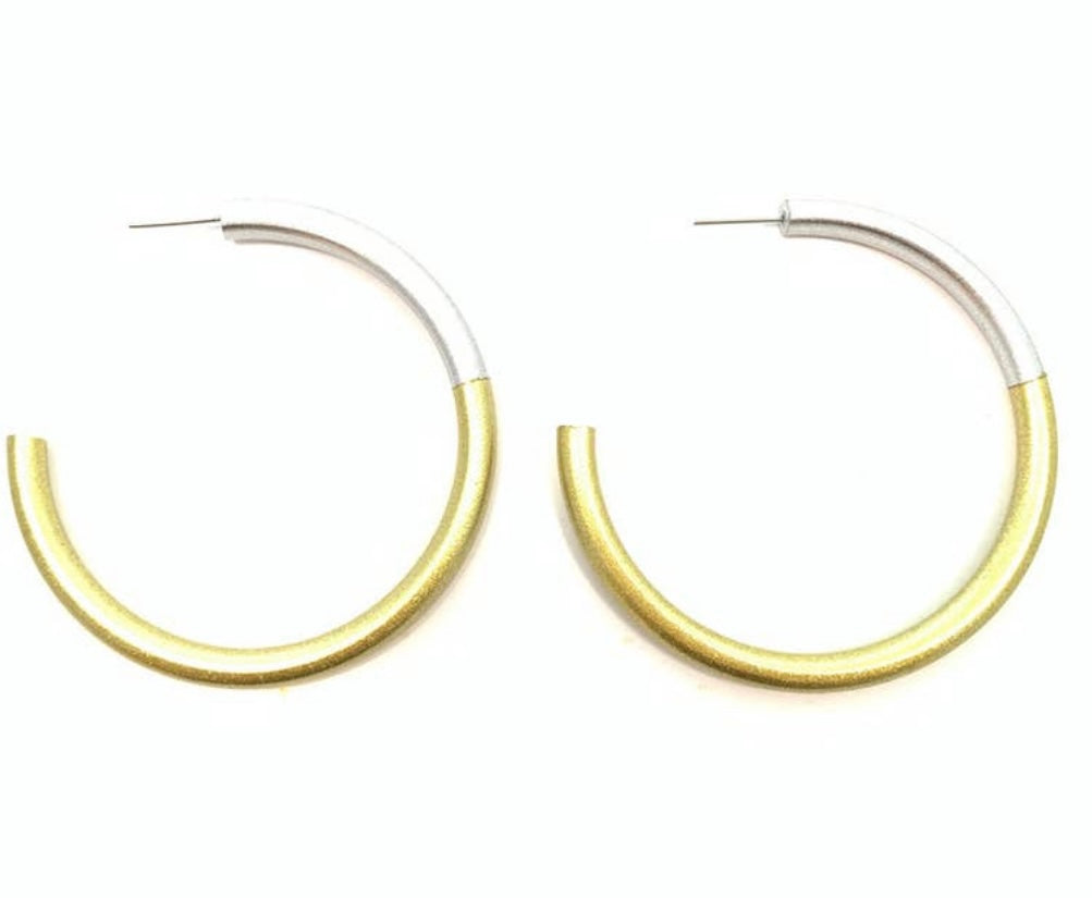 FINAL SALE Medium Liz Hoop in Silver/Gold