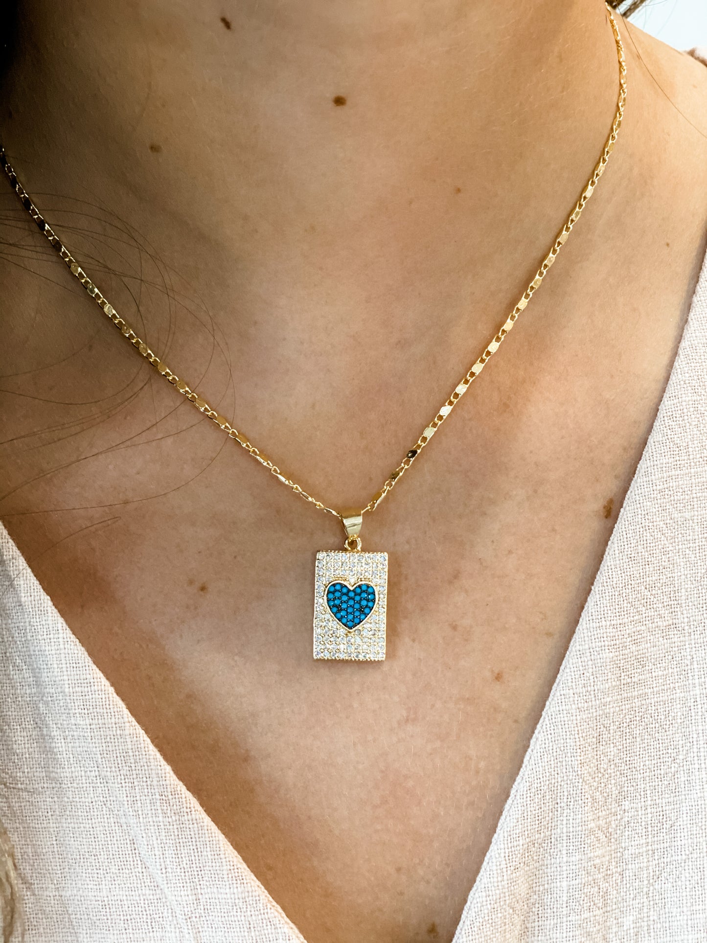 Gold/Turquoise Heart Necklace