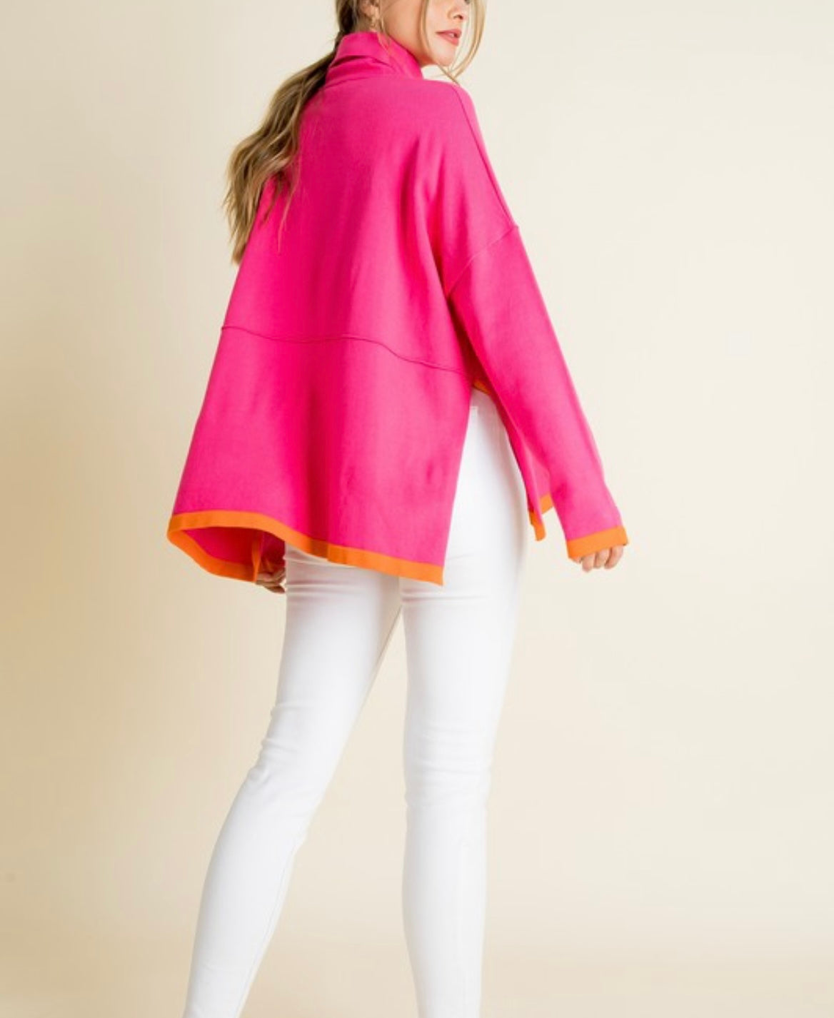 Colorblock Poncho in Pink