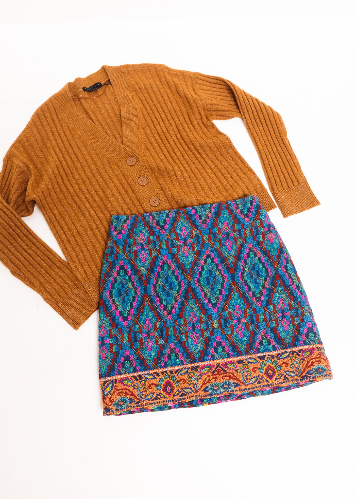 Tapestry Scarf Blue Mini Skirt