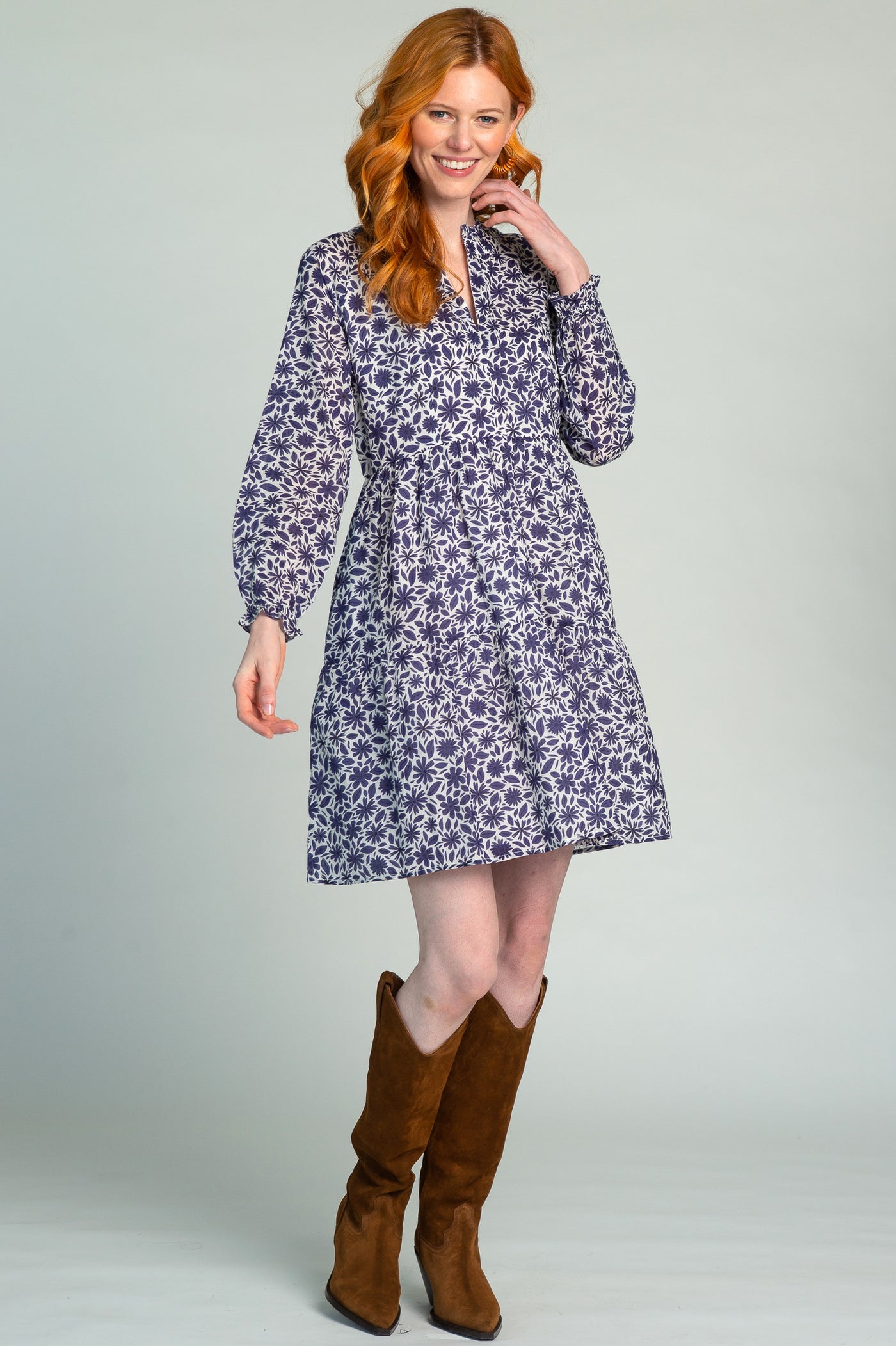 Waverly Dress in Bandana Dusty Blue