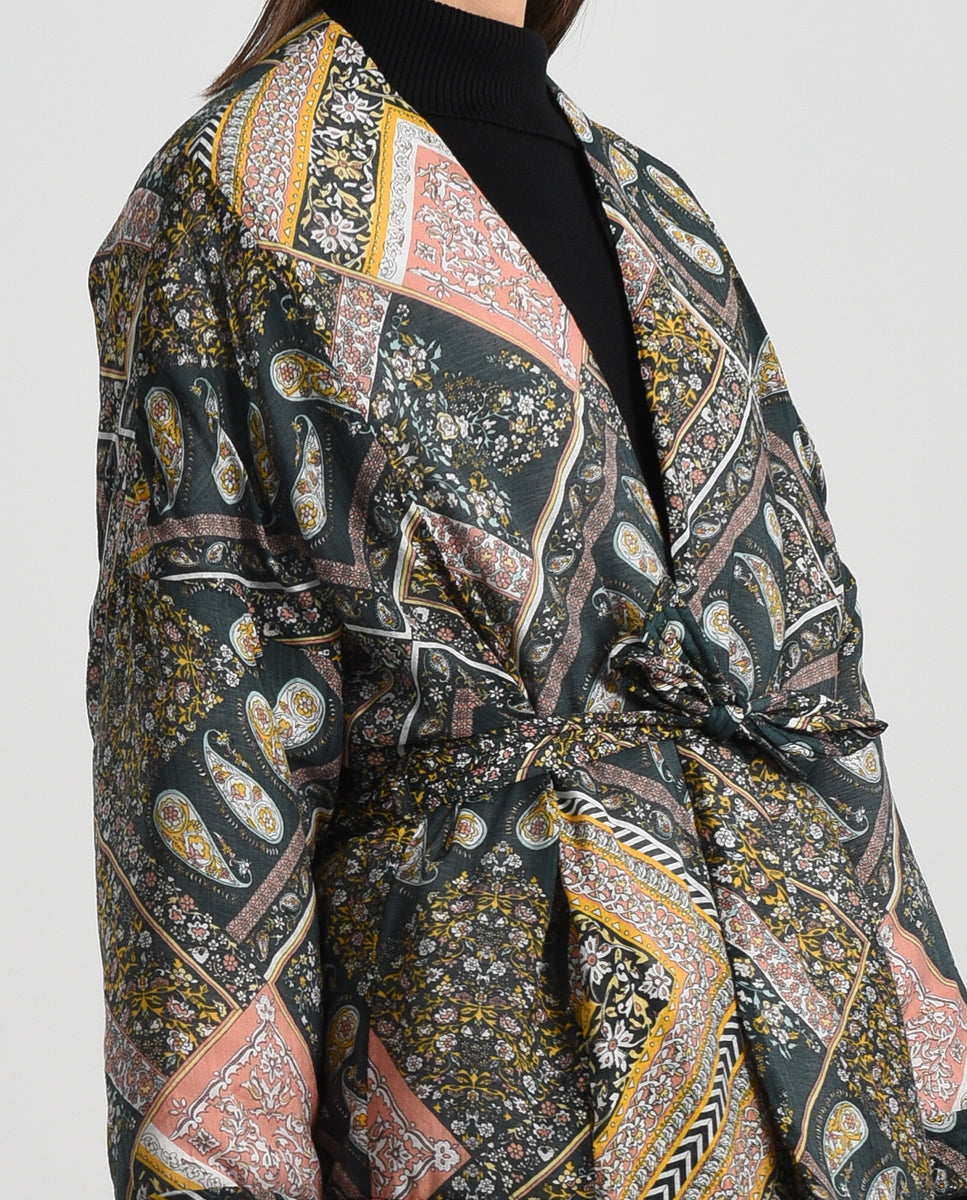 Green Print Quilted Jacket