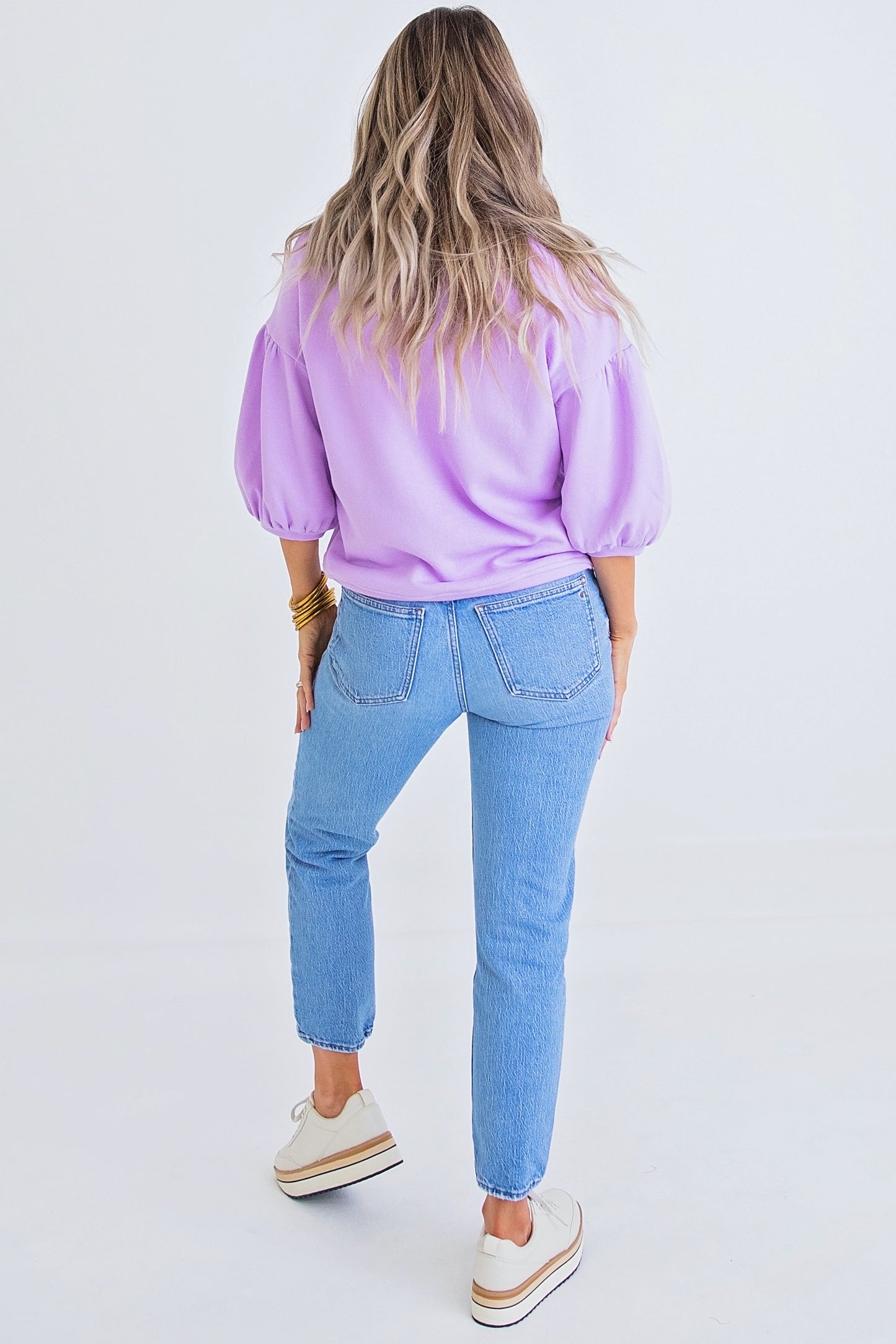 Lavender Puff Sleeve Sweatshirt