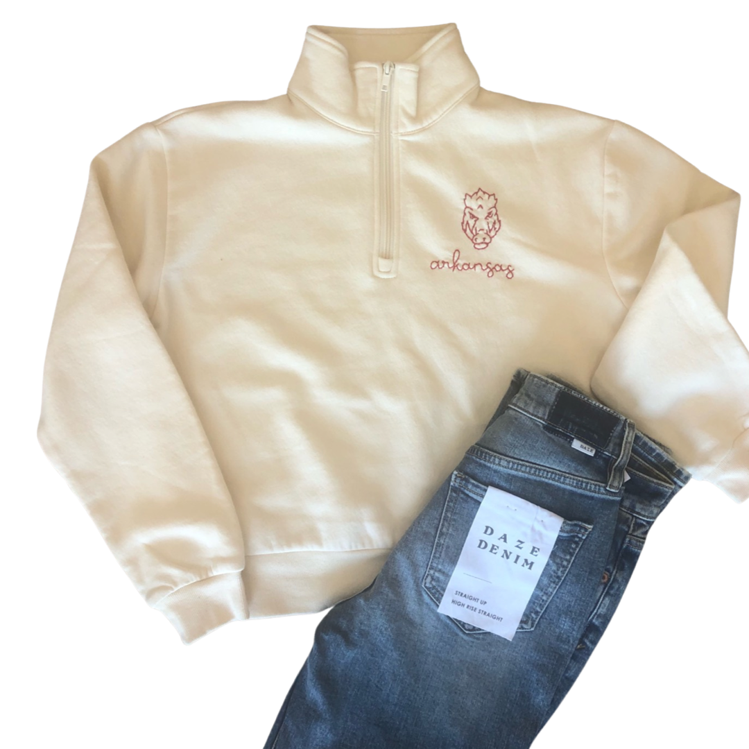 Hog Cream Half Zip Sweatshirt