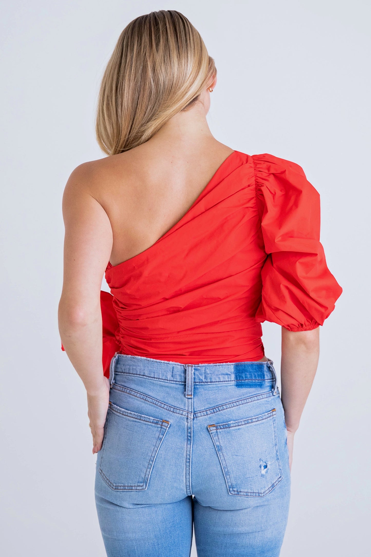 Red One Shoulder Knot Top
