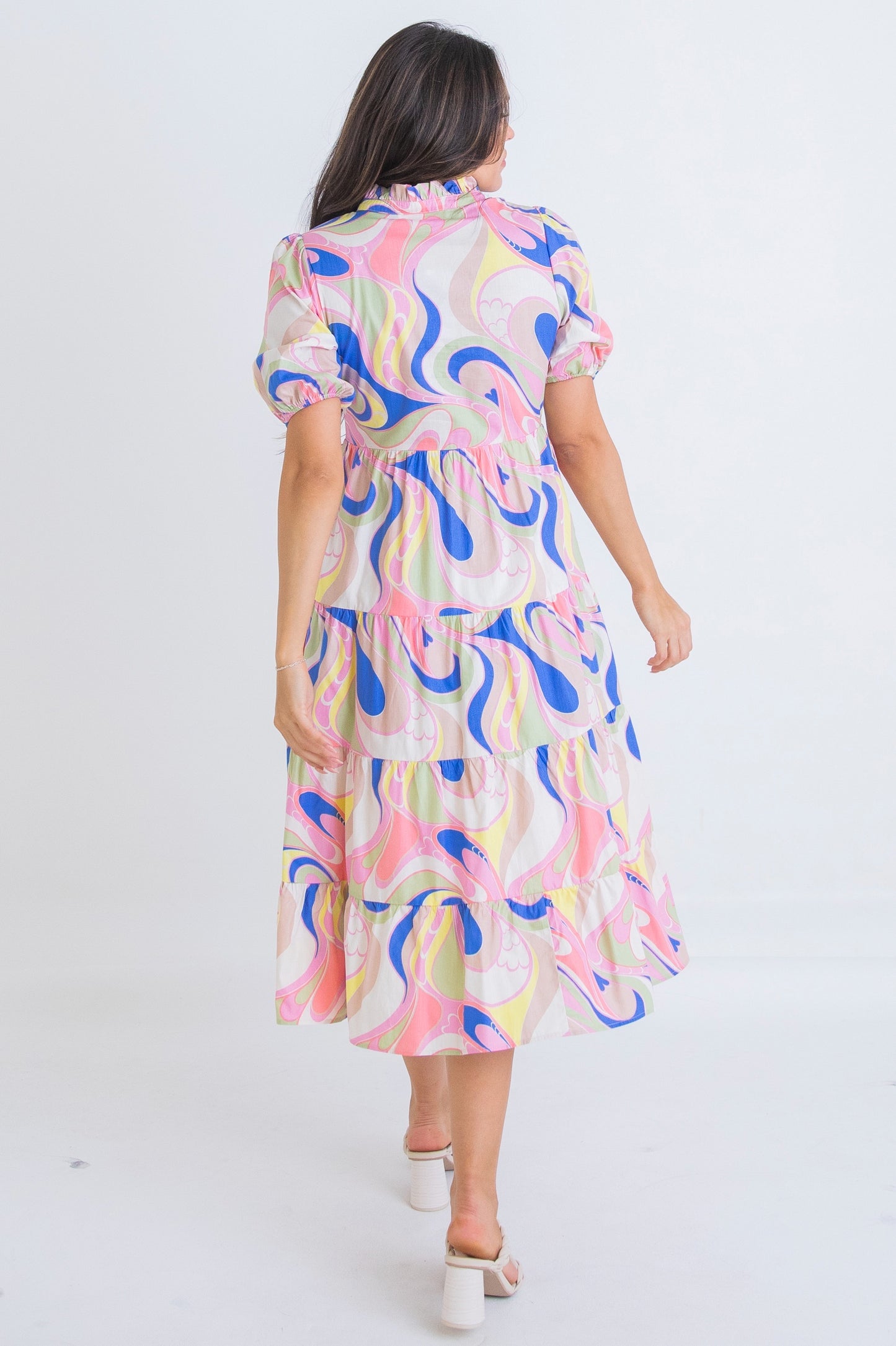 Multi Swirl V Neck Dress