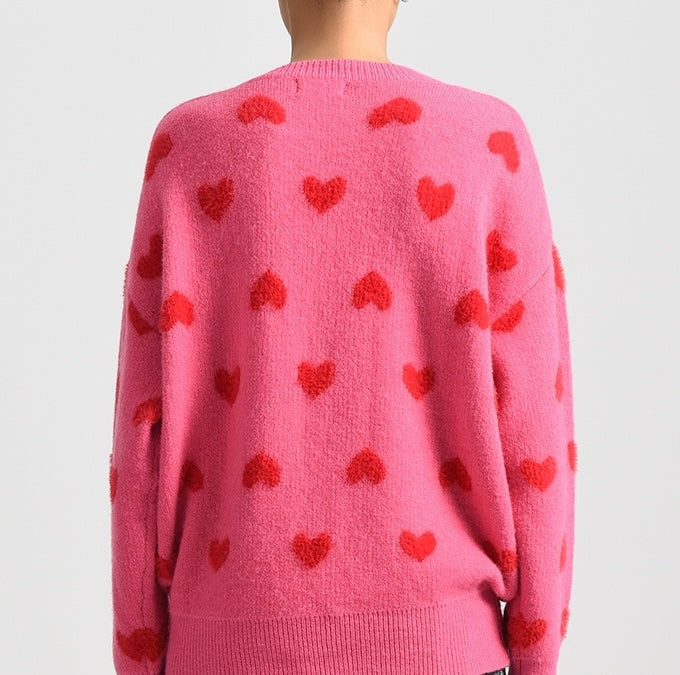 Pink Sweater w/Red Hearts