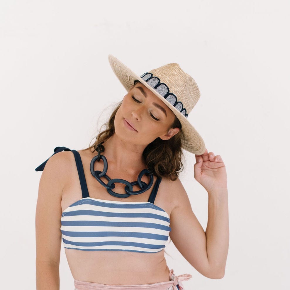 FINAL SALE Marina Grey and Navy Palm Hat