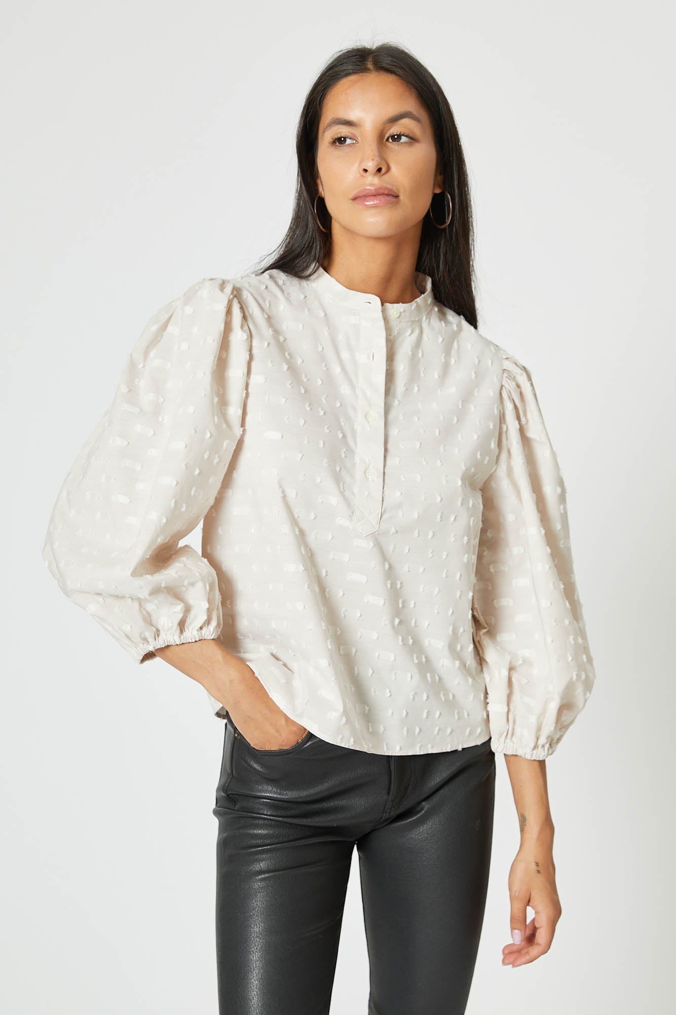 The Balloon Sleeve Shirt in Taupe