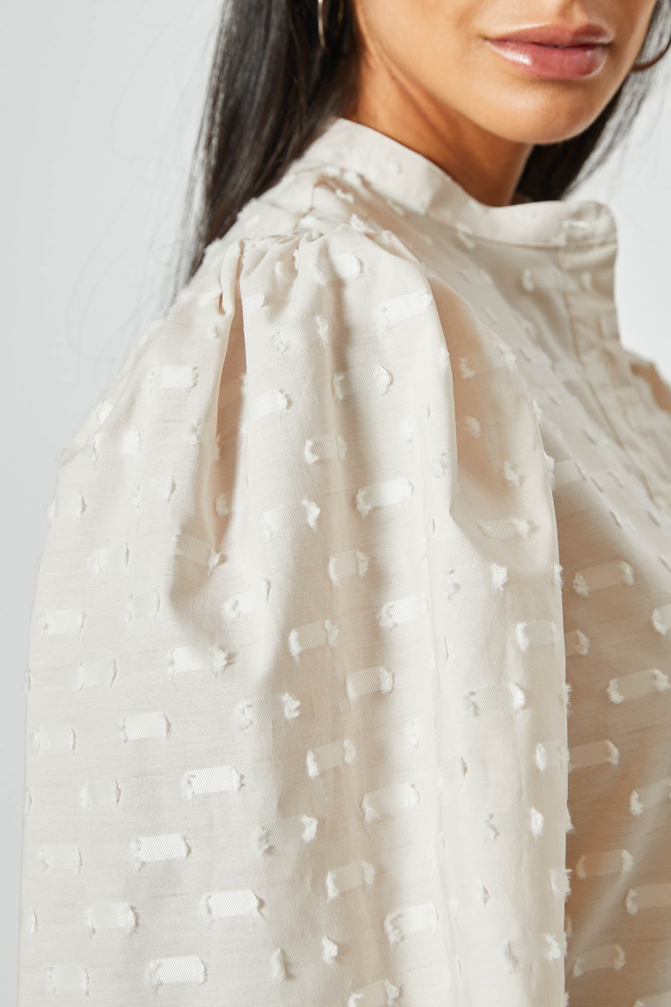The Balloon Sleeve Shirt in Taupe