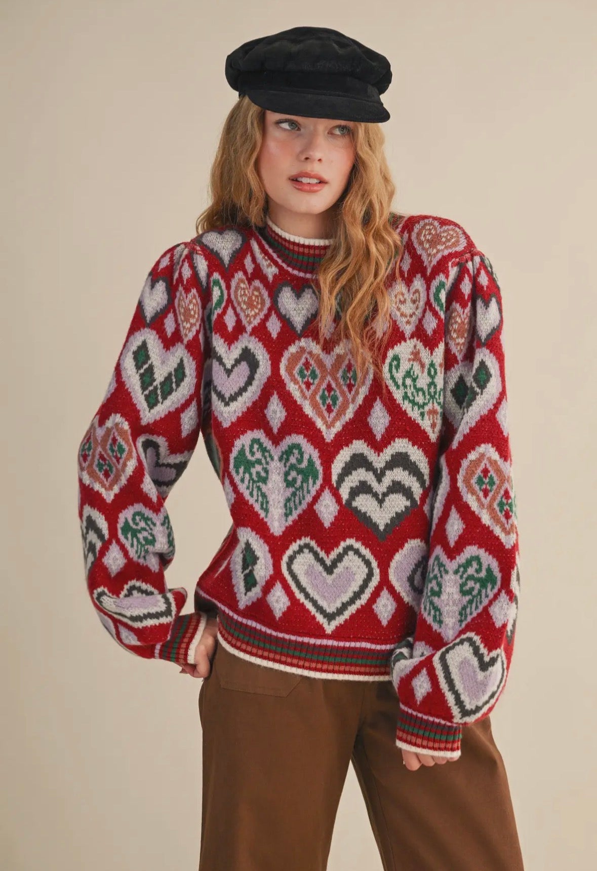 Heart Sweater in Wine