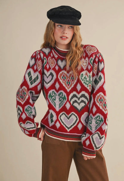 Heart Sweater in Wine
