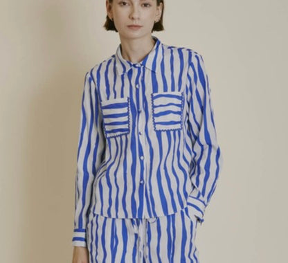 WaterColor Stripe Shirt in Sky