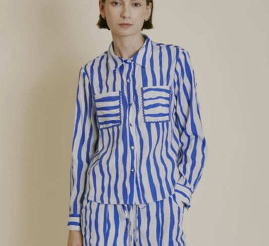 WaterColor Stripe Shirt in Sky