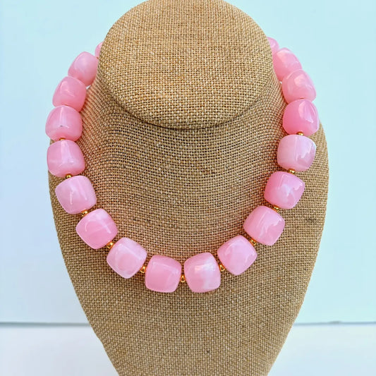 Pink Cube Necklace