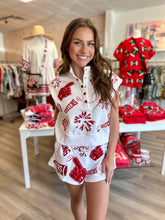Load image into Gallery viewer, White and Crimson Cheers Shorts
