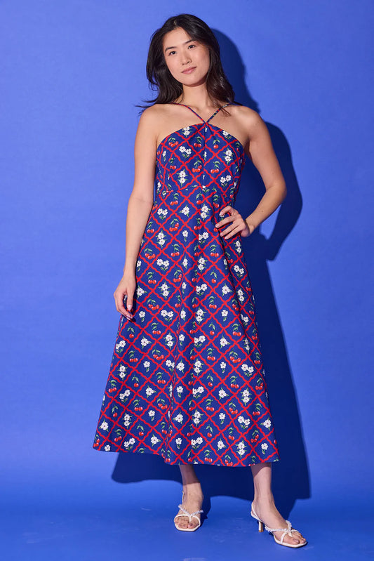 Karin Dress in Navy Cherry
