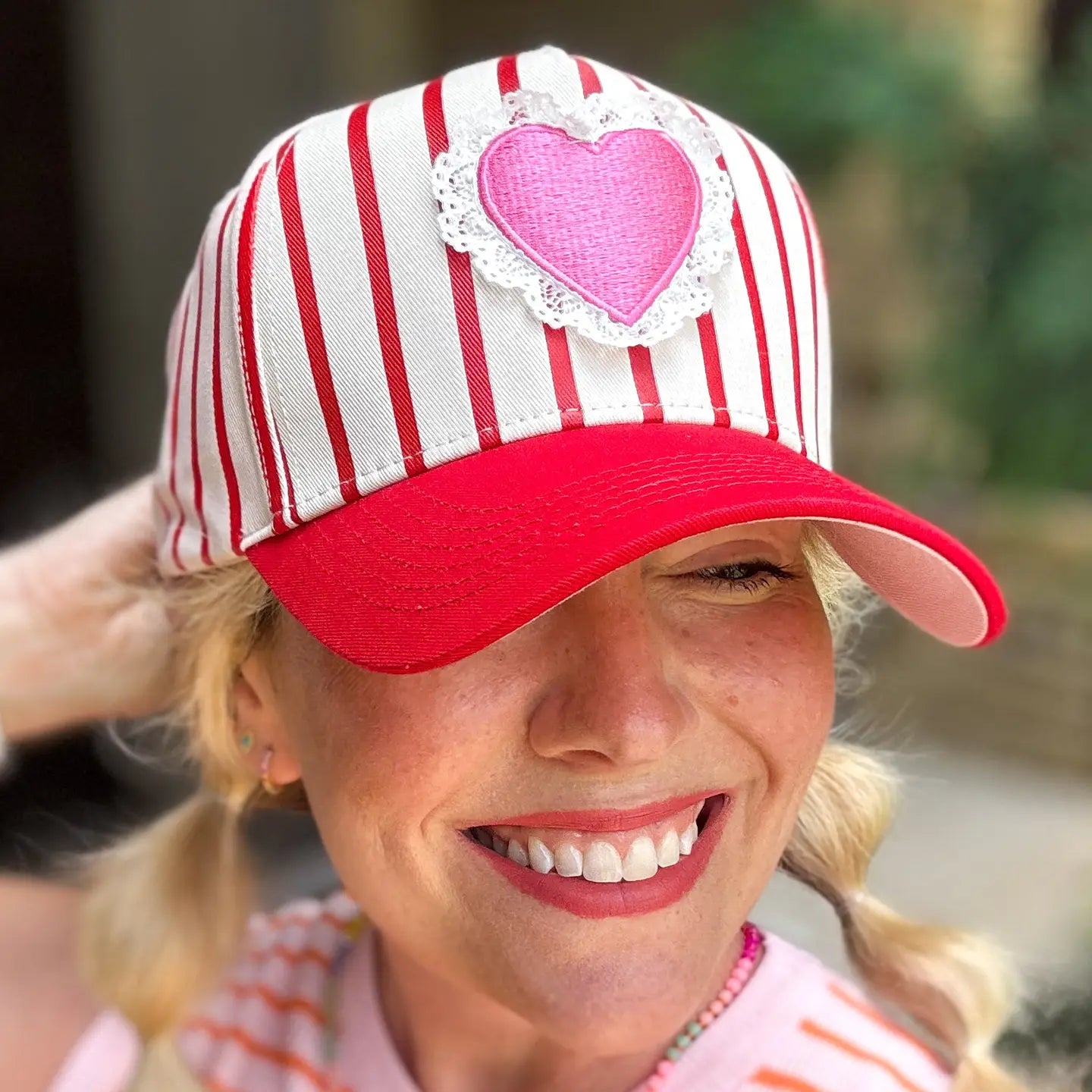 Lace Trim Heart Baseball Cap