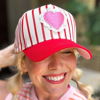 Lace Trim Heart Baseball Cap