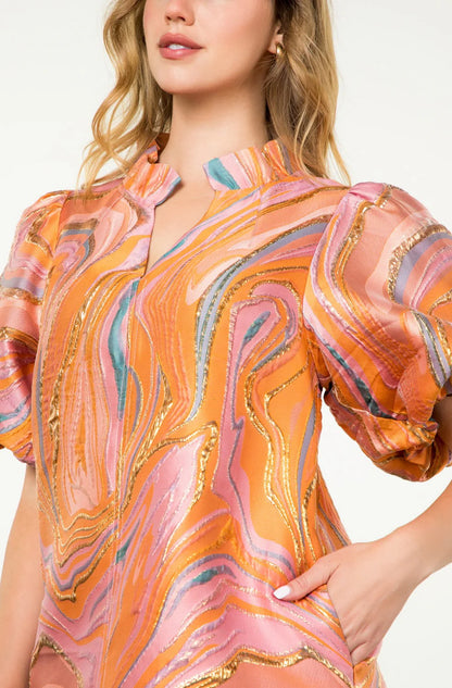 Puff Sleeve Textured Dress