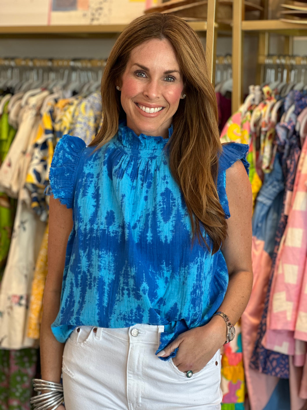 Princess Top in Blue Tie Dye