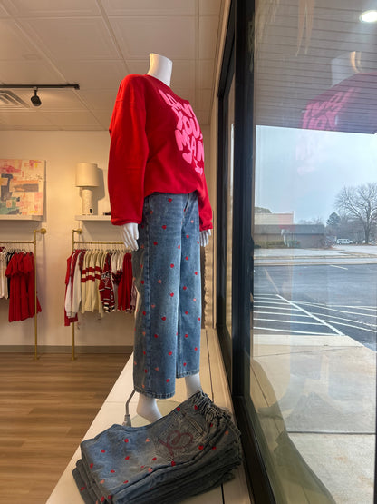 Heart Embroidered Jeans