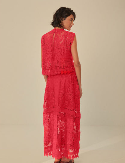 Red Toucan Guipure Sleeveless Top
