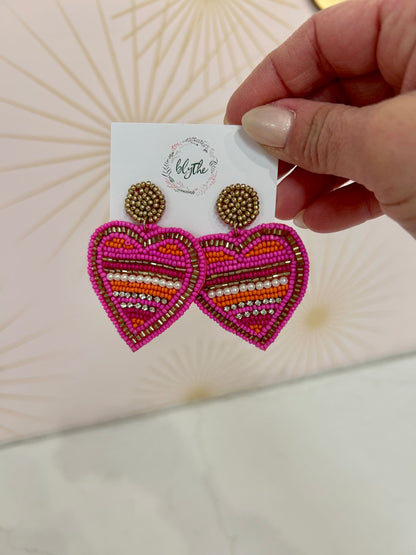 Beaded Heart Earrings