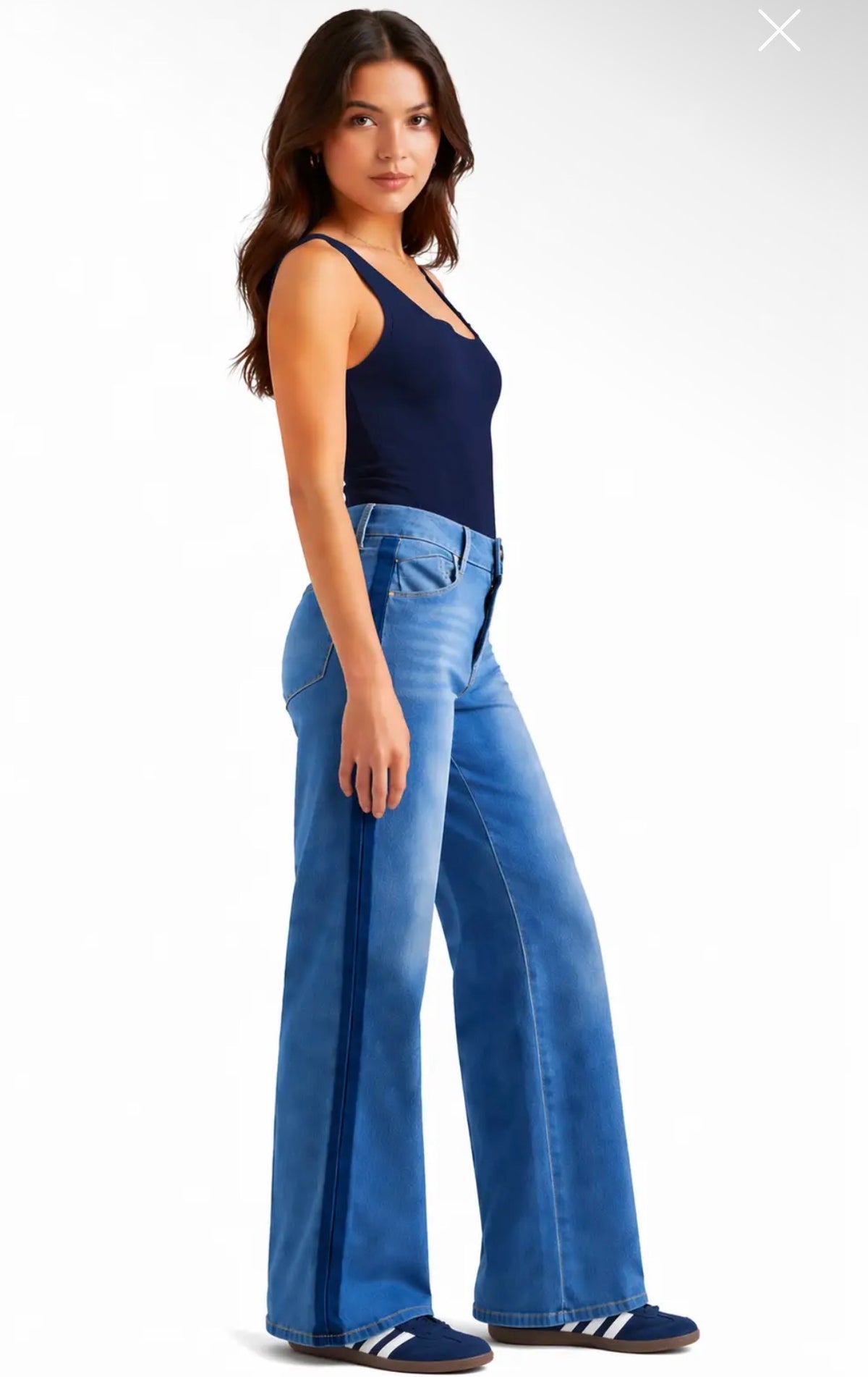 Rosie Wide Leg Jean with Stripe