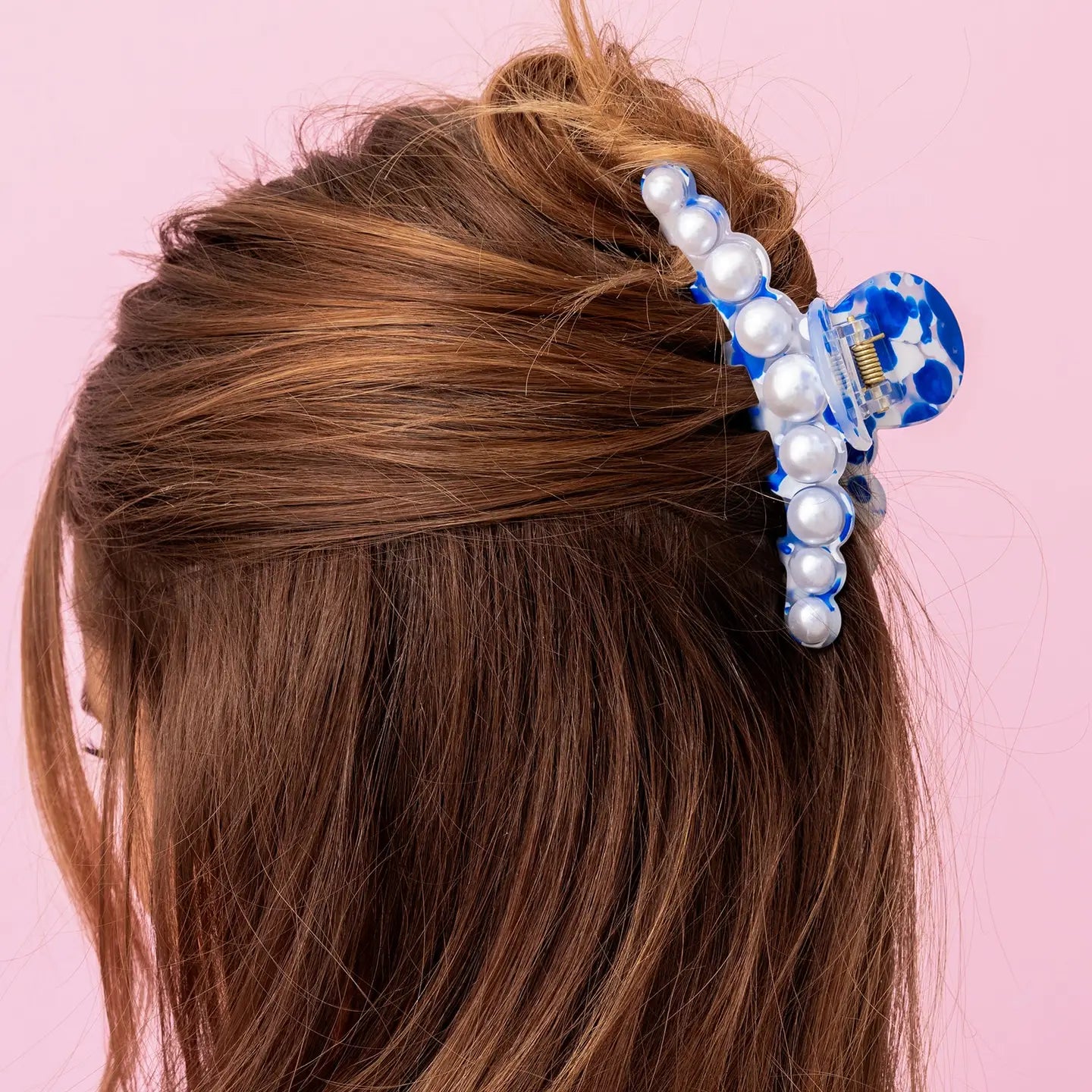 Blue & Pearl Claw Clip