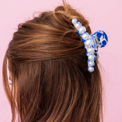 Blue & Pearl Claw Clip