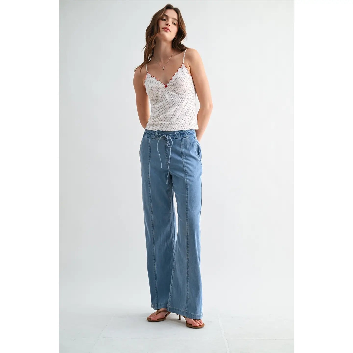 High Rise Wide Leg Denim Joggers