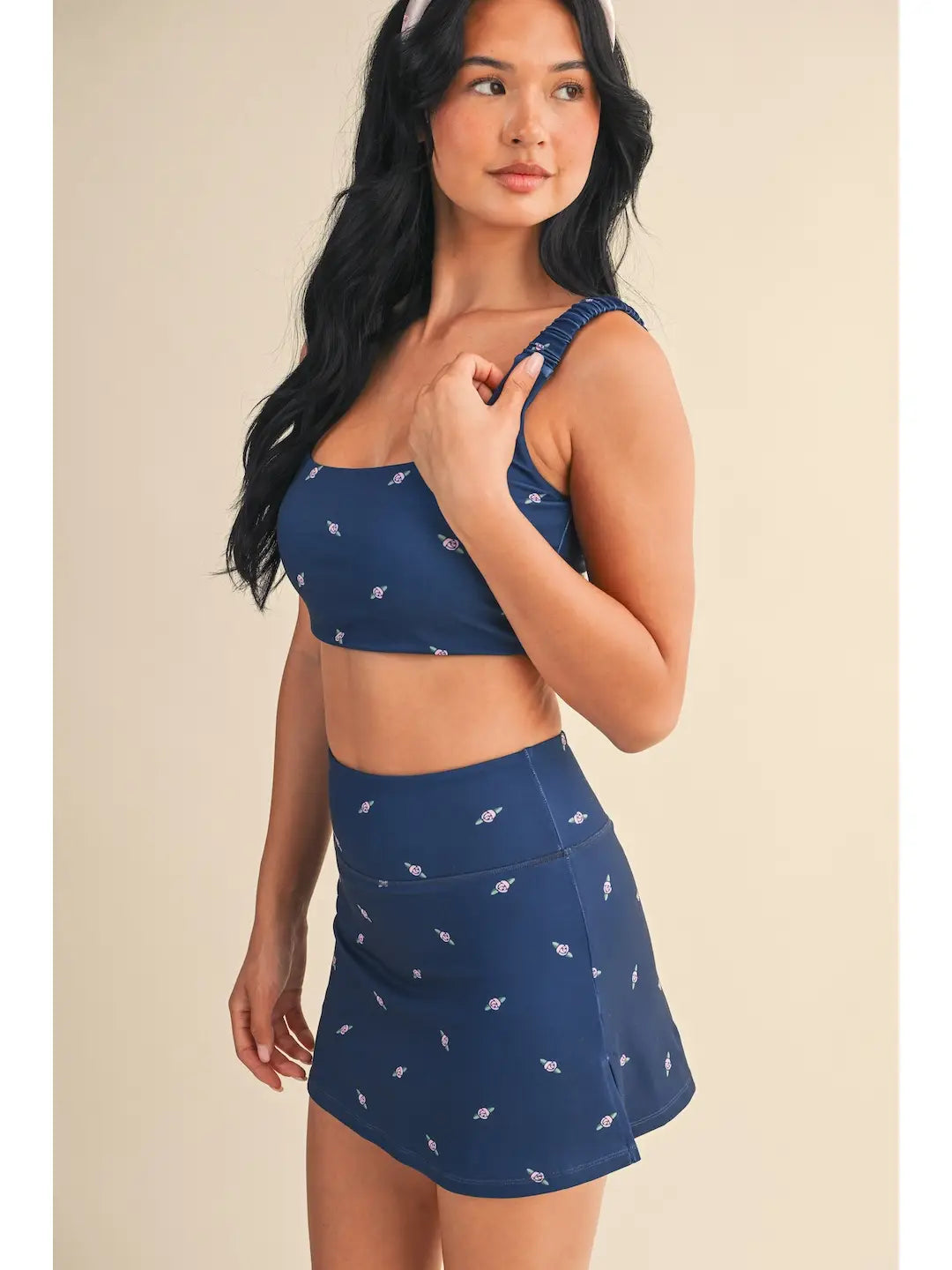 Rose Print Ruched Bra Top