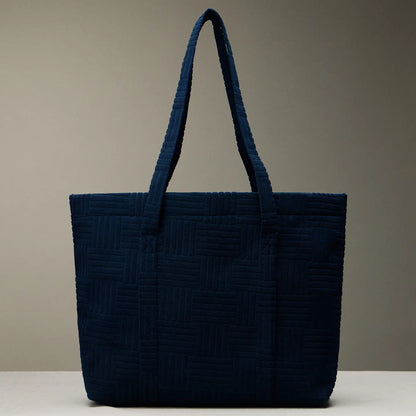 Navy Quilted Tote Bag