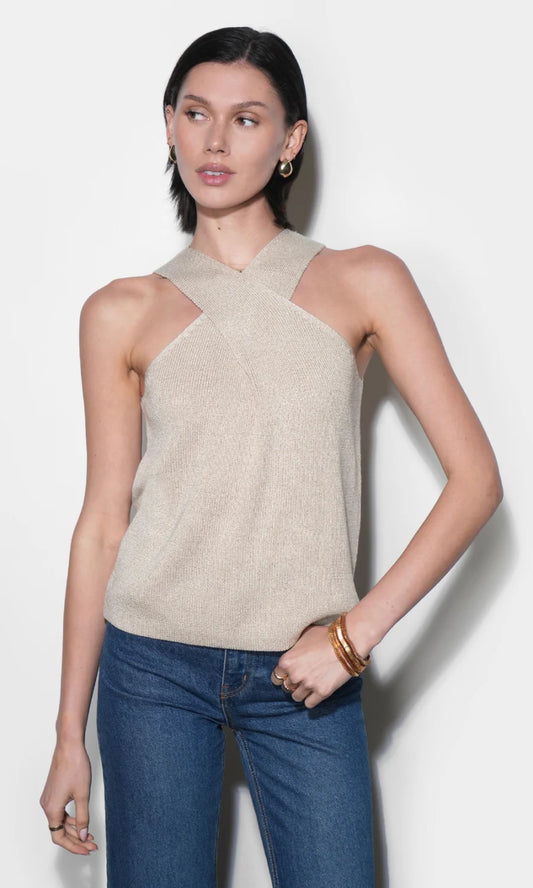 Ingrid Cross Front Halter Knit Top