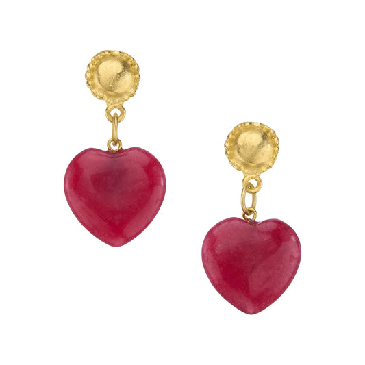 Loren Heart Earrings in Cherry