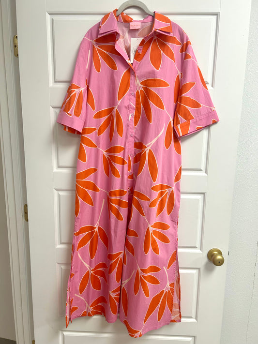 Gabby Palm Leaf Floral Maxi Dress
