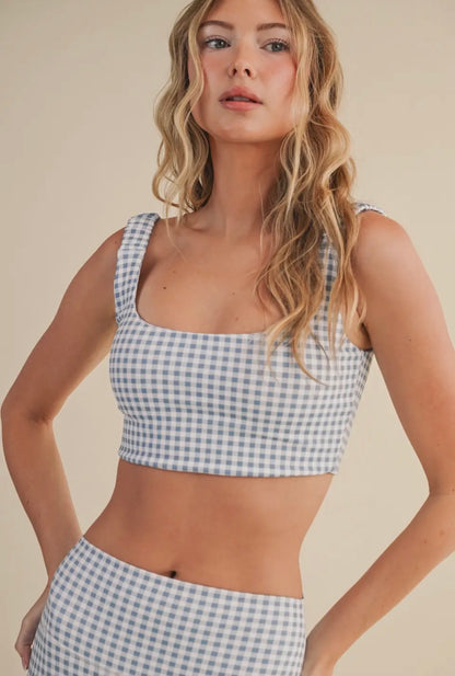Gingham Ruched Bra Top