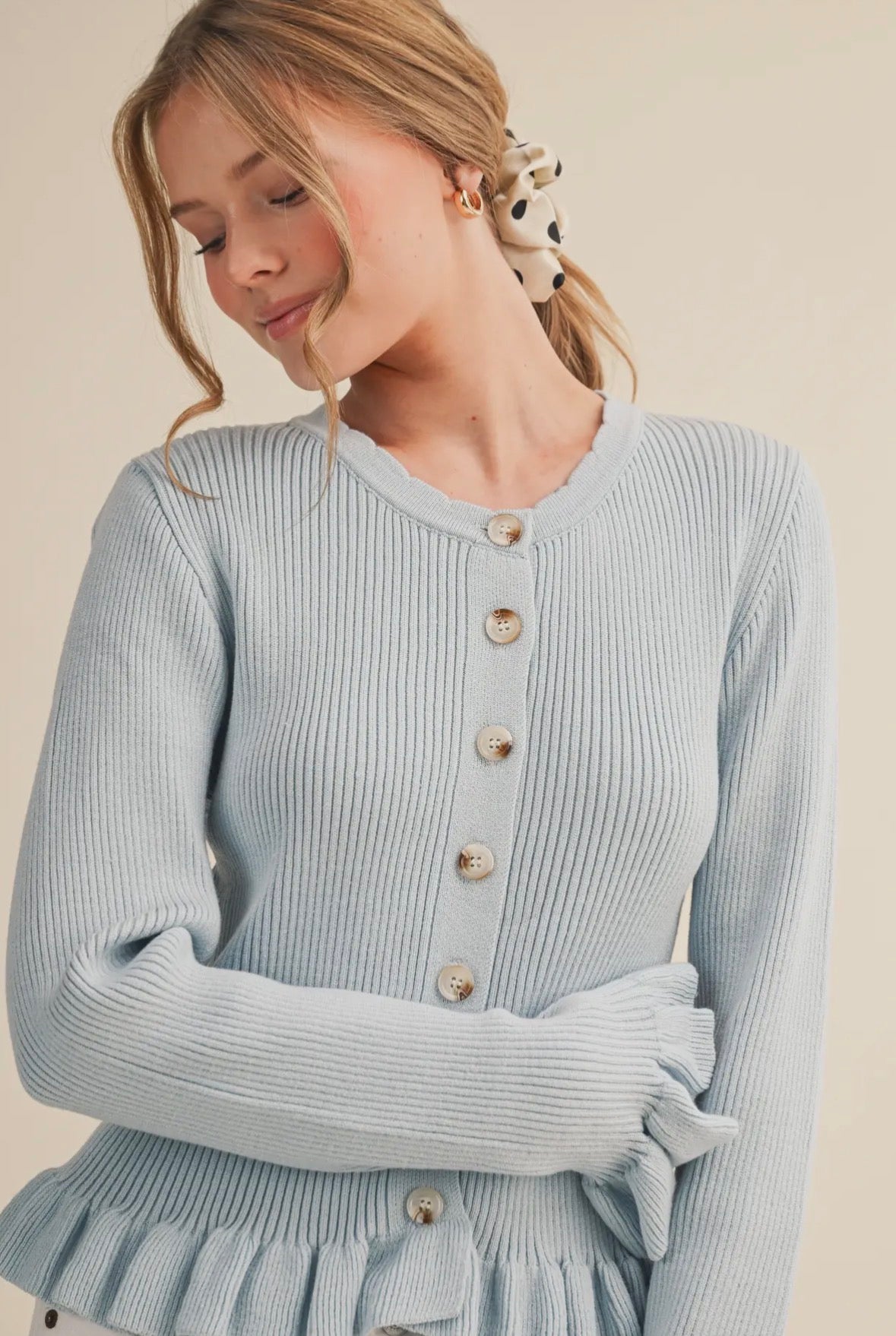 Button Up Cardigan Sweater in Blue