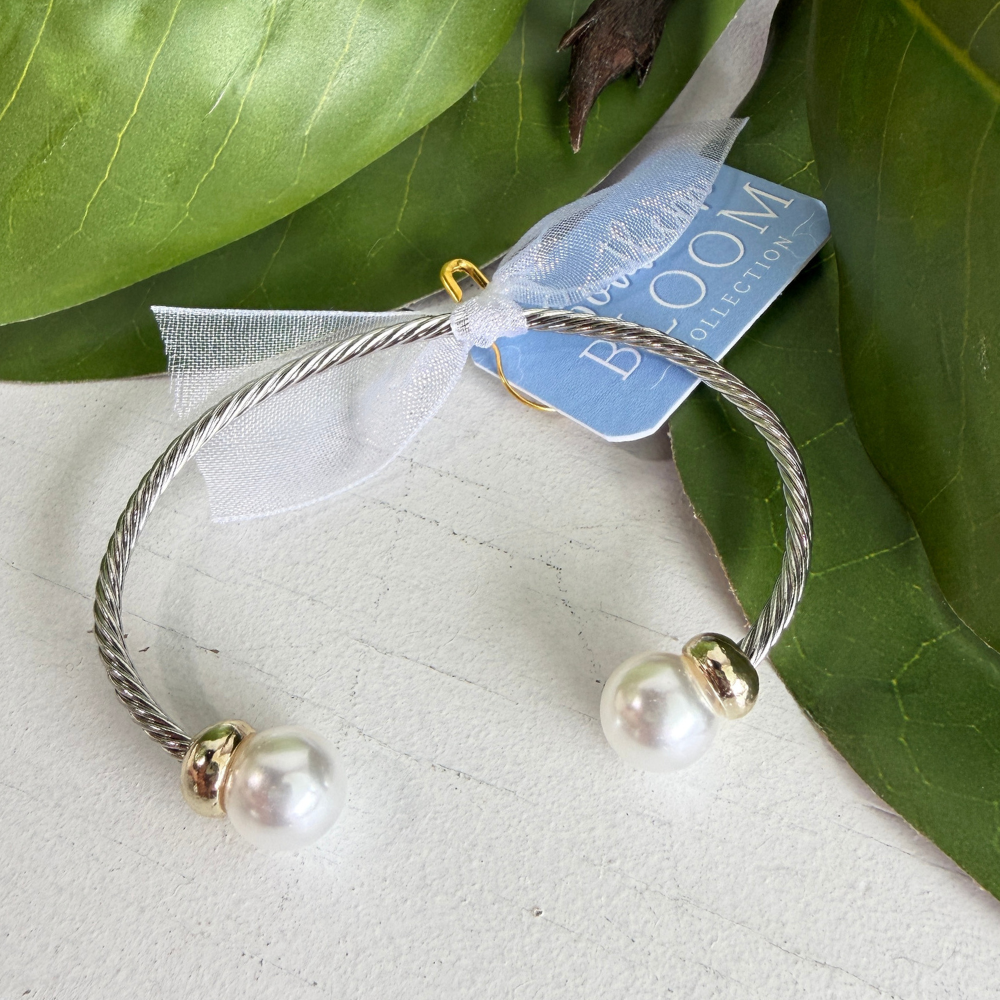 Mixed Metal & Pearl Cable Cuff