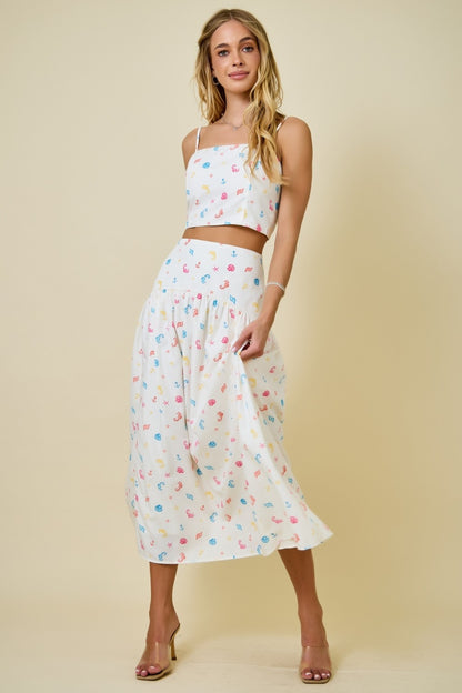 Coastal Print Maxi Skirt