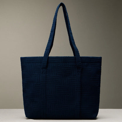 Navy Quilted Tote Bag