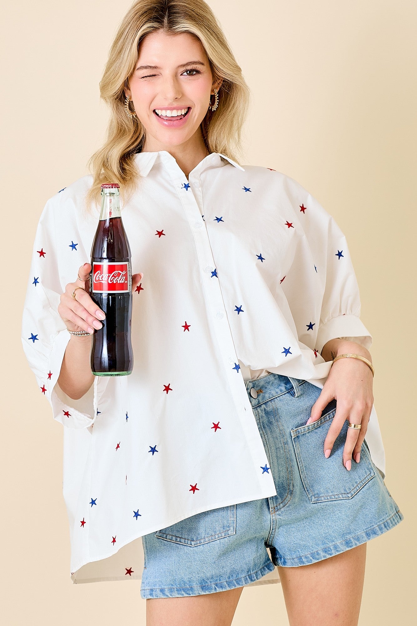 Oversized Star Button Down