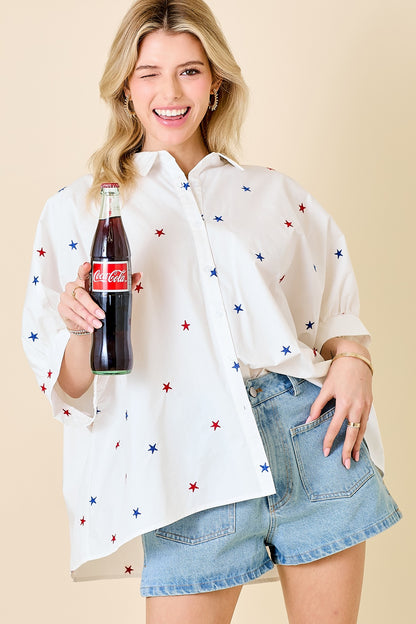 Oversized Star Button Down
