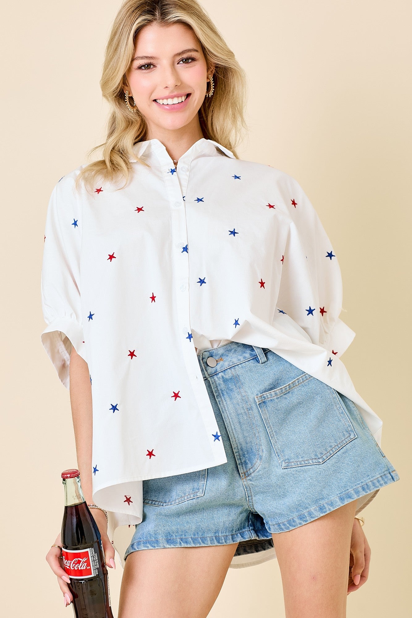 Oversized Star Button Down
