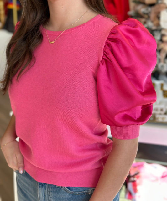 Satin Puff Sleeve in Petunia