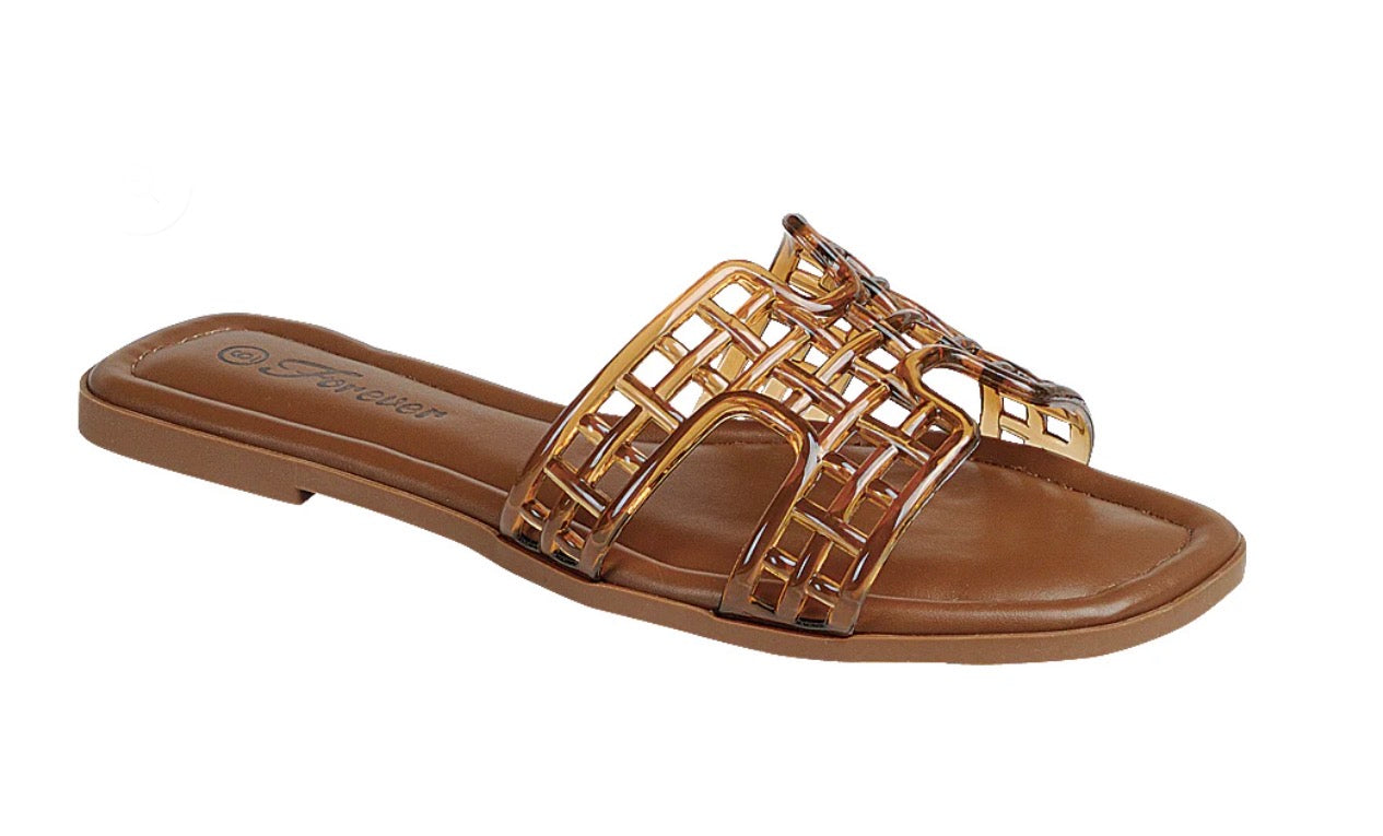 Golden Glow Woven Slide Sandal