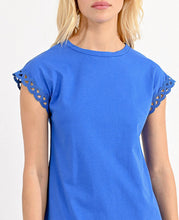 Load image into Gallery viewer, Round Tee With Lace Trim in Blue
