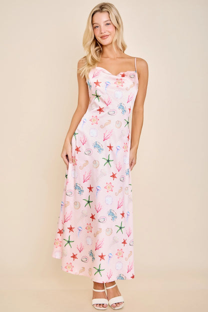 Capri Seashell Coastal Slip Midi Dress