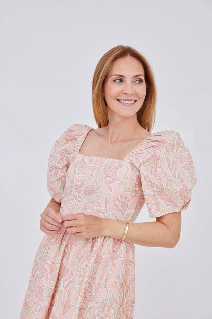 Pink Shell Square Neck Maxi Dress